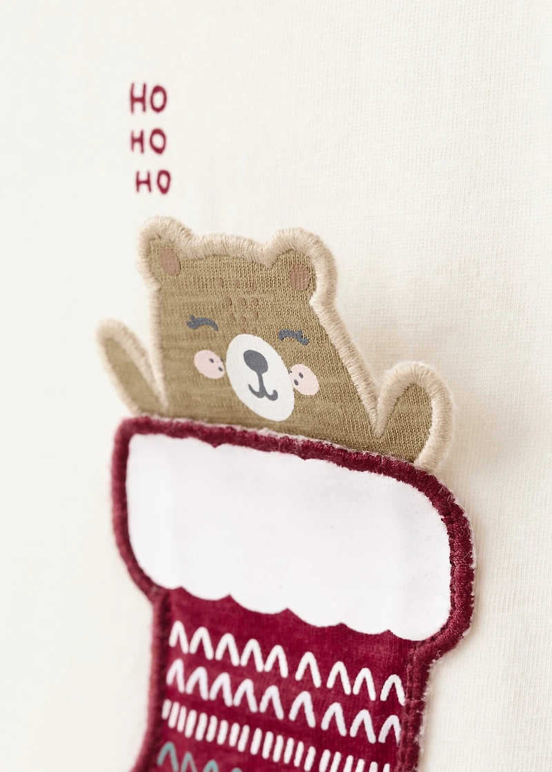 Cotton t-shirt with embroidered bear