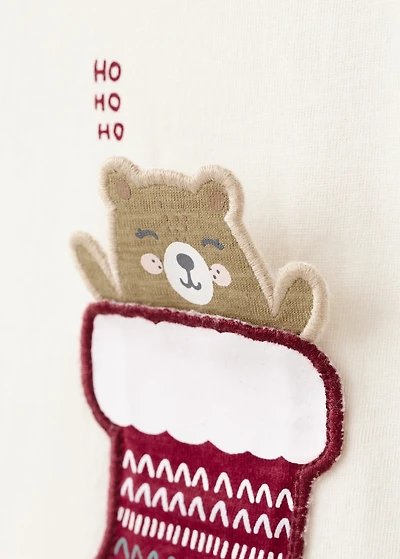 Cotton t-shirt with embroidered bear