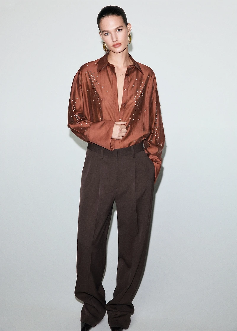 Lyocell shirt with rhinestones