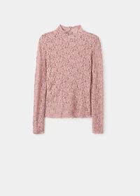 Lace t-shirt with perkins neck