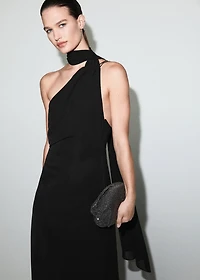 Asymmetrical dress with scarf