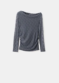 Lace top with asymmetrical neckline