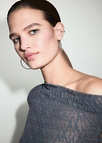 Lace top with asymmetrical neckline