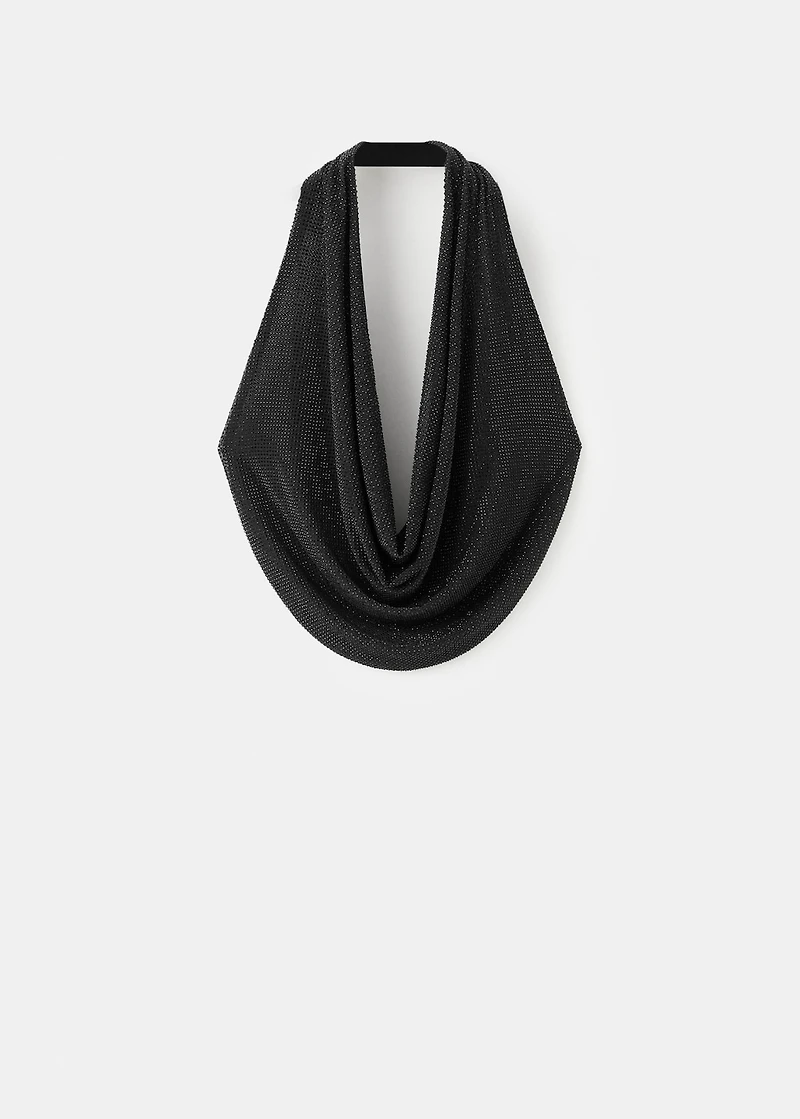 Top with draped neckline and crystals