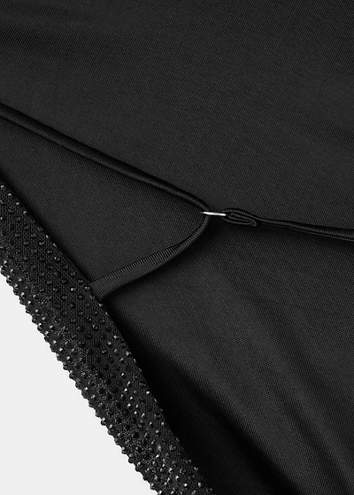 Top with draped neckline and crystals