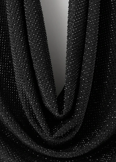 Top with draped neckline and crystals
