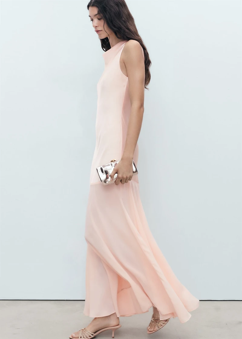 Combined dress with asymmetrical cut