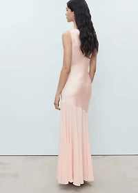 Combined dress with asymmetrical cut