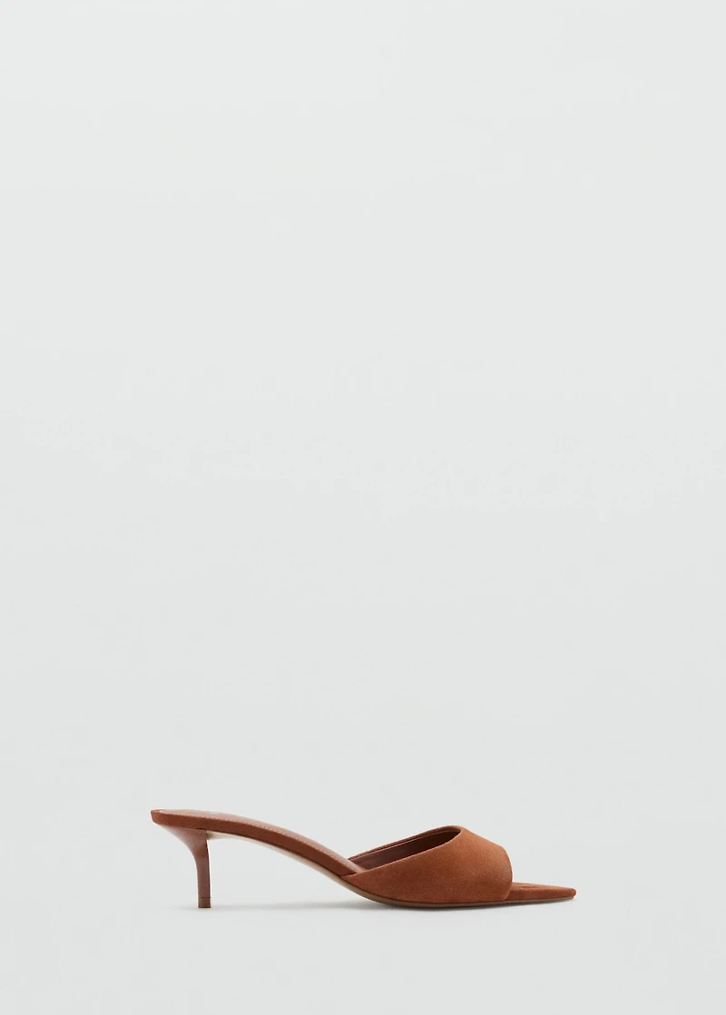 Kitten-heel leather sandal