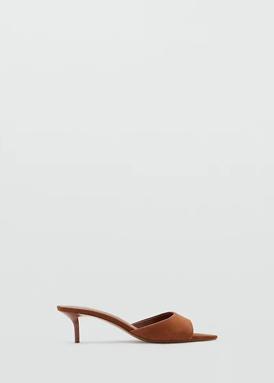 Kitten-heel leather sandal