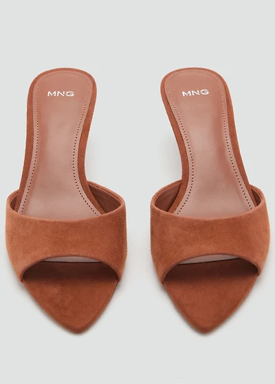 Kitten-heel leather sandal