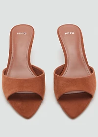 Kitten-heel leather sandal