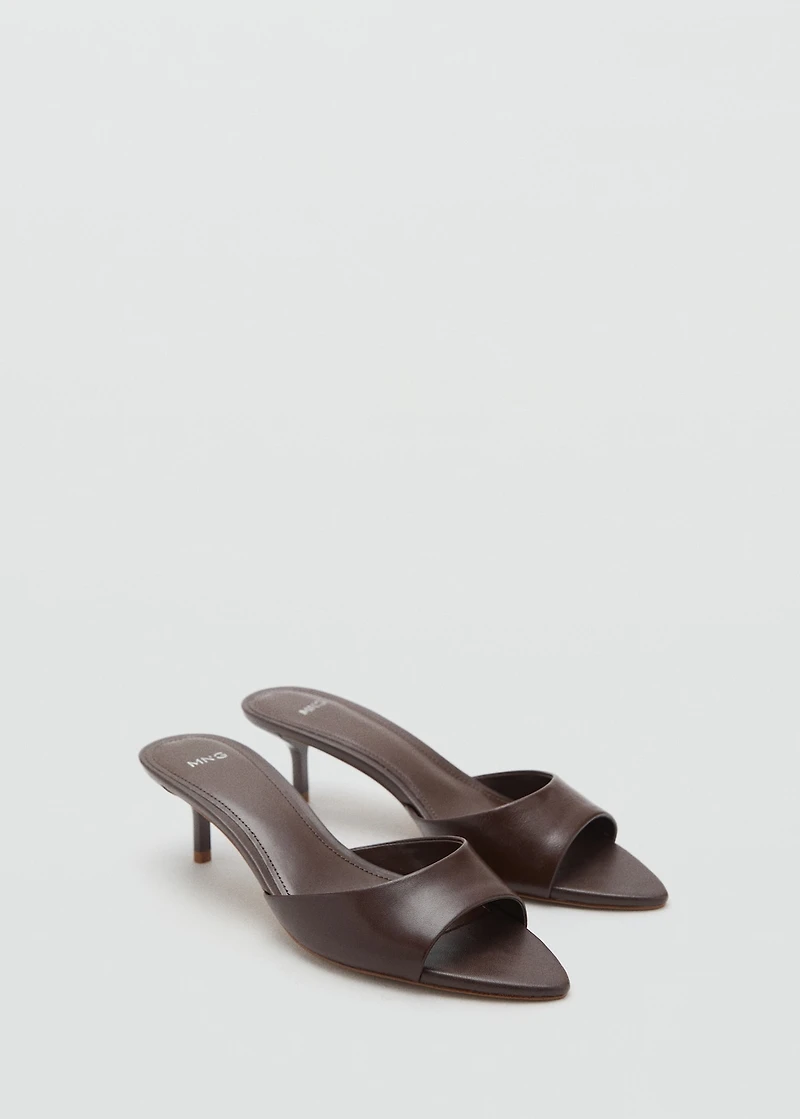 Kitten-heel leather sandal