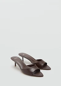 Kitten-heel leather sandal