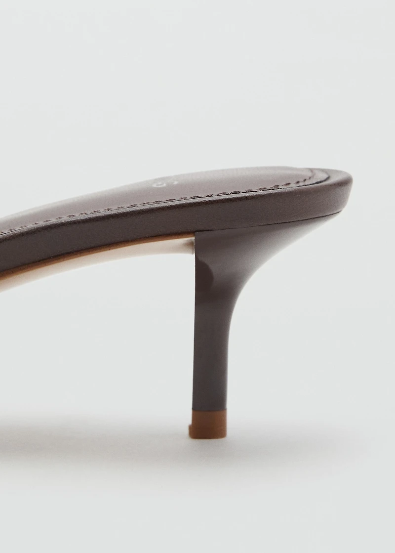 Kitten-heel leather sandal