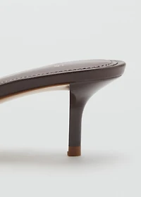 Kitten-heel leather sandal