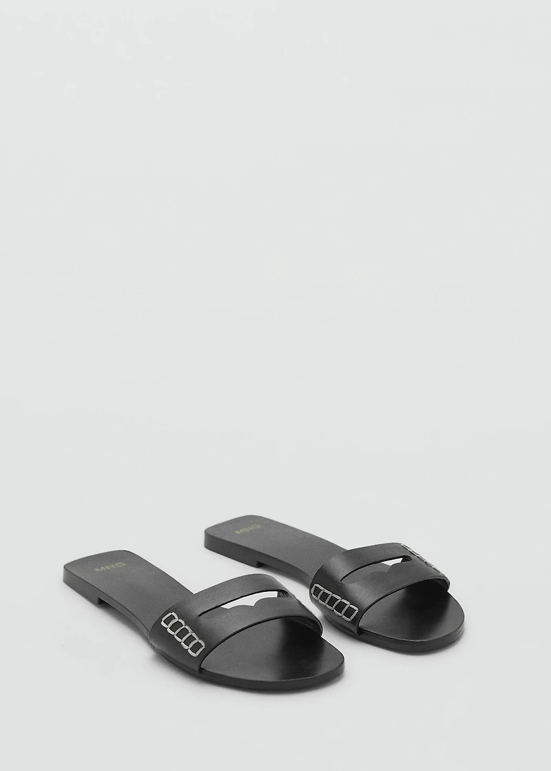 Leather sandals with a wide strap