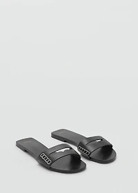 Leather sandals with a wide strap