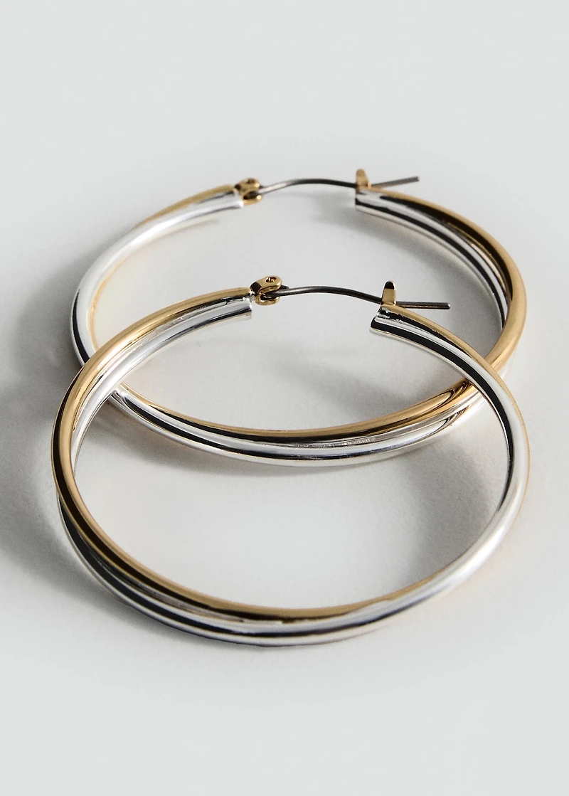 Two-tone double-hoop earrings