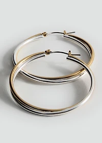 Two-tone double-hoop earrings