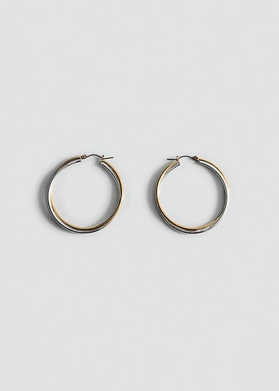 Two-tone double-hoop earrings