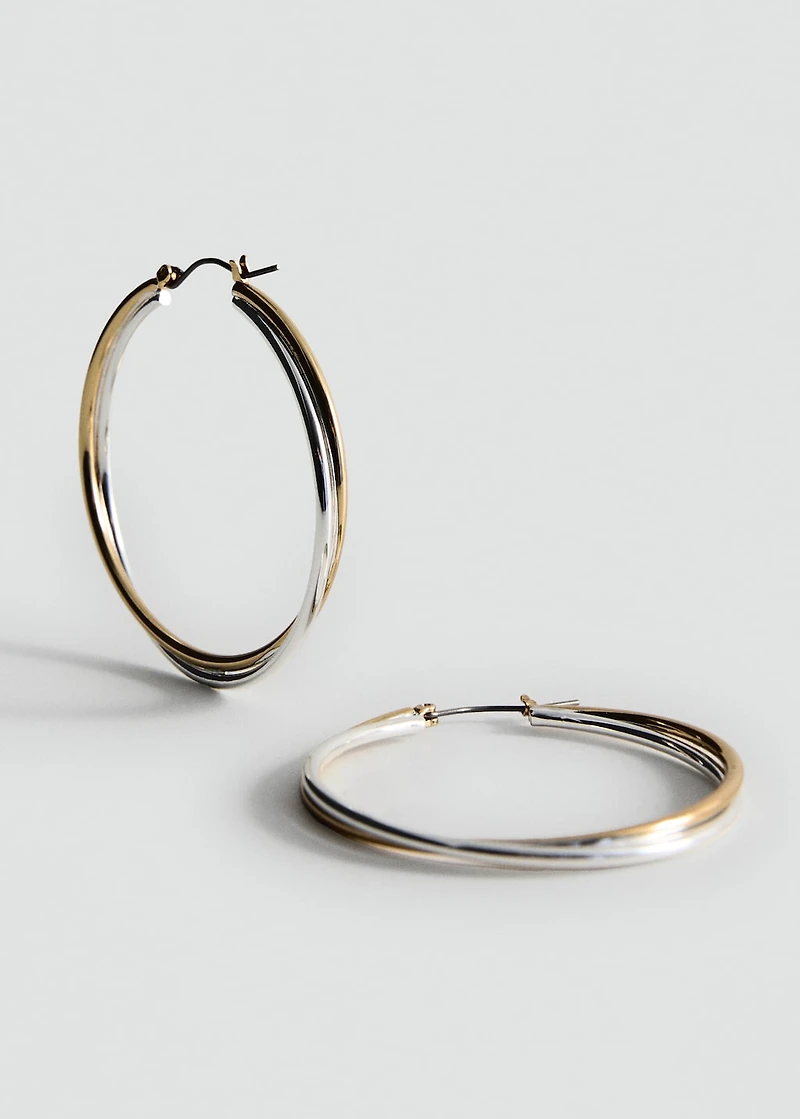 Two-tone double-hoop earrings