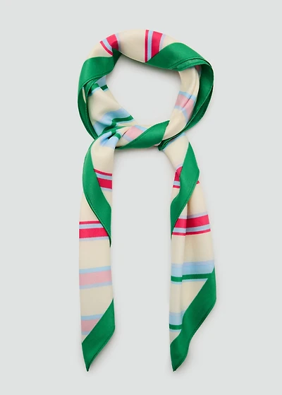 Combined striped printed scarf