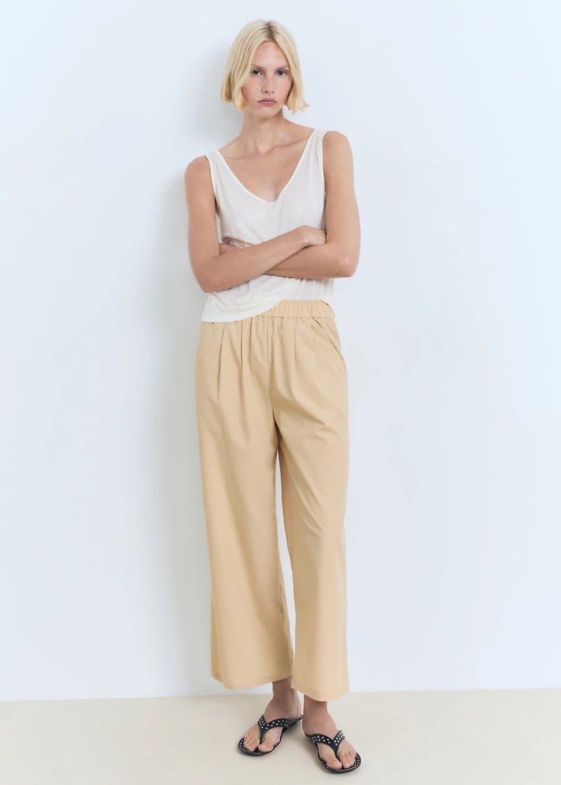 Straight-cut crop pants