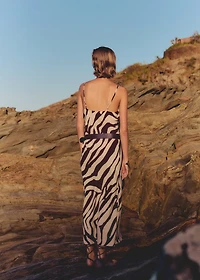 Zebra-print dress with draped neckline