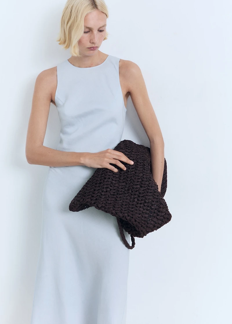 Linen-blend midi dress
