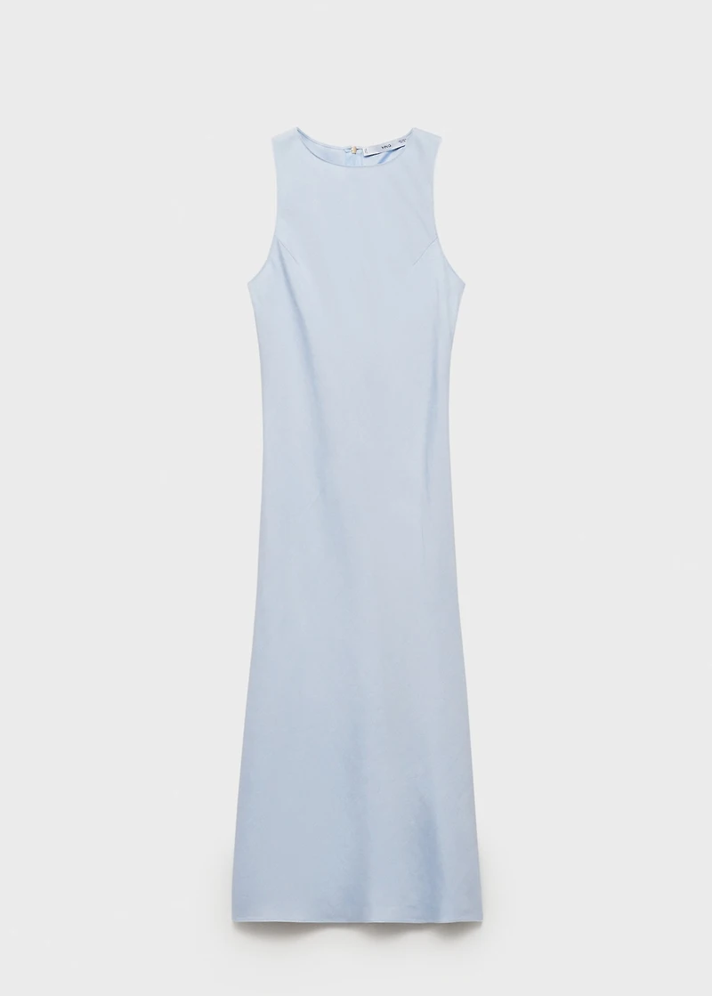 Linen-blend midi dress