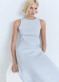 Linen-blend midi dress