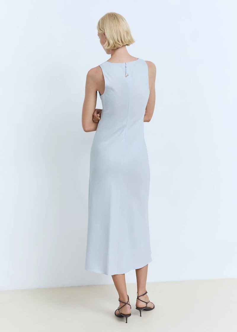Linen-blend midi dress