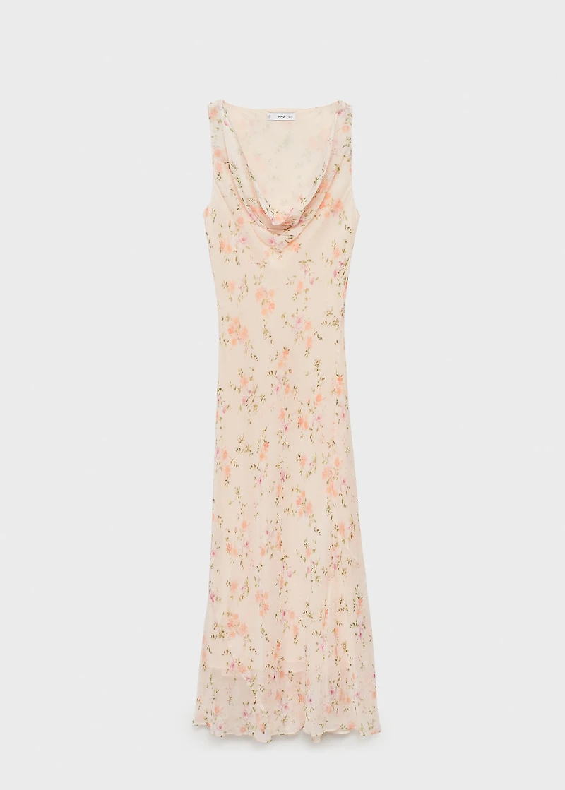 Floral-print draped dress