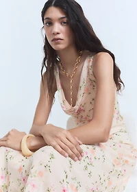 Floral-print draped dress