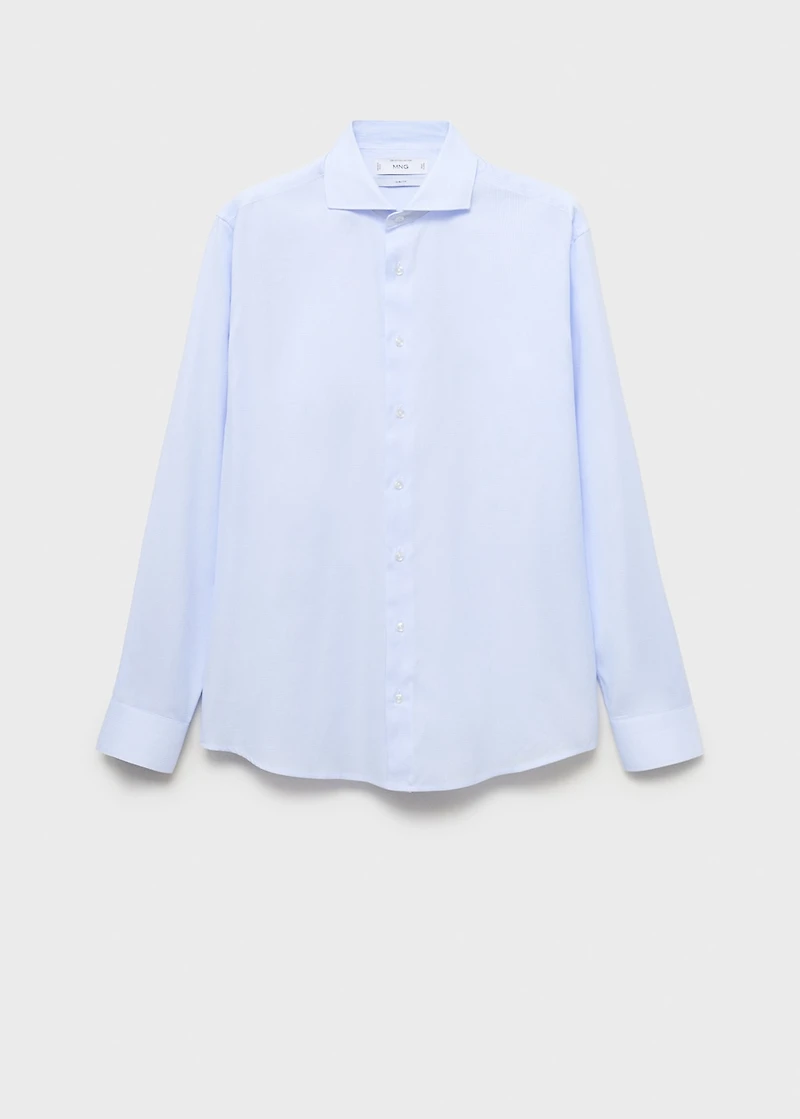 Slim-fit micro-print twill suit shirt