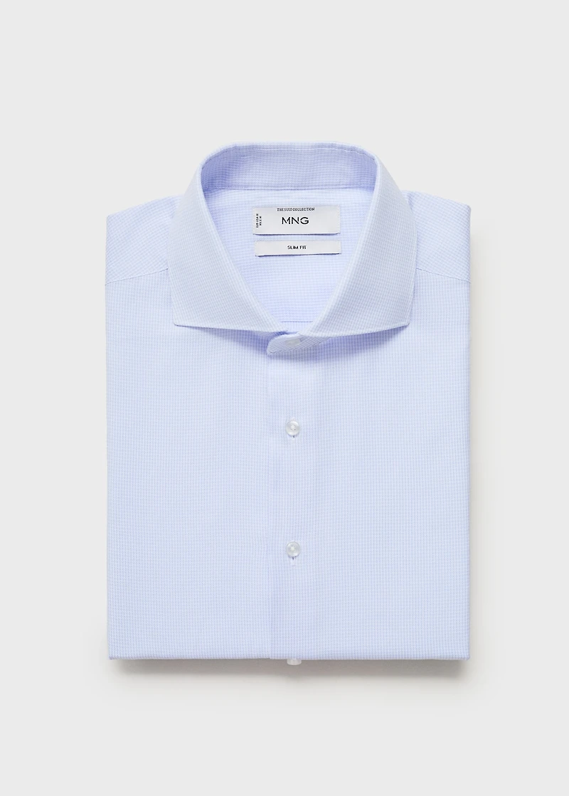 Slim-fit micro-print twill suit shirt