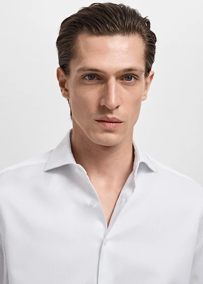 Slim fit cotton striped suit shirt