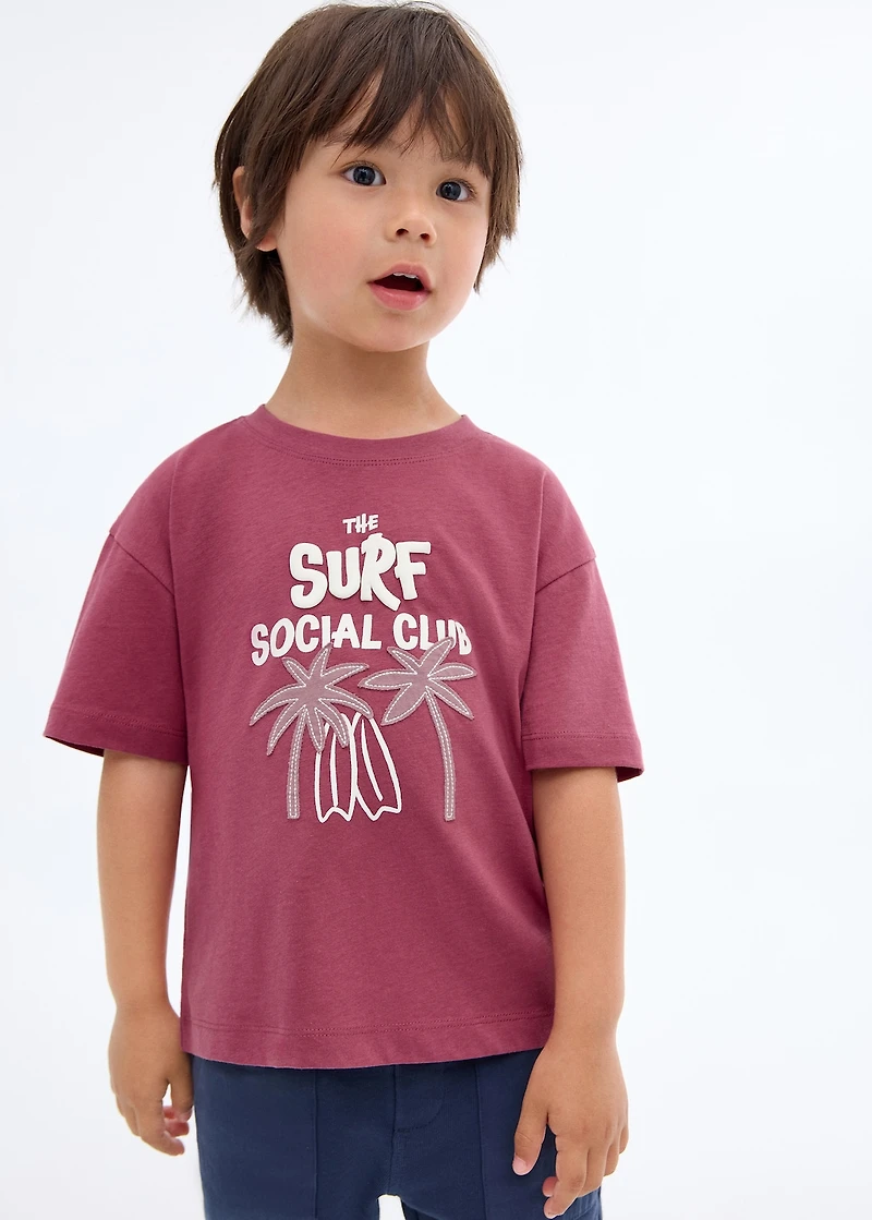 Embroidered detail print t-shirt