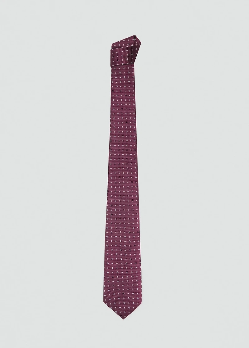 Geometric patterned silk tie
