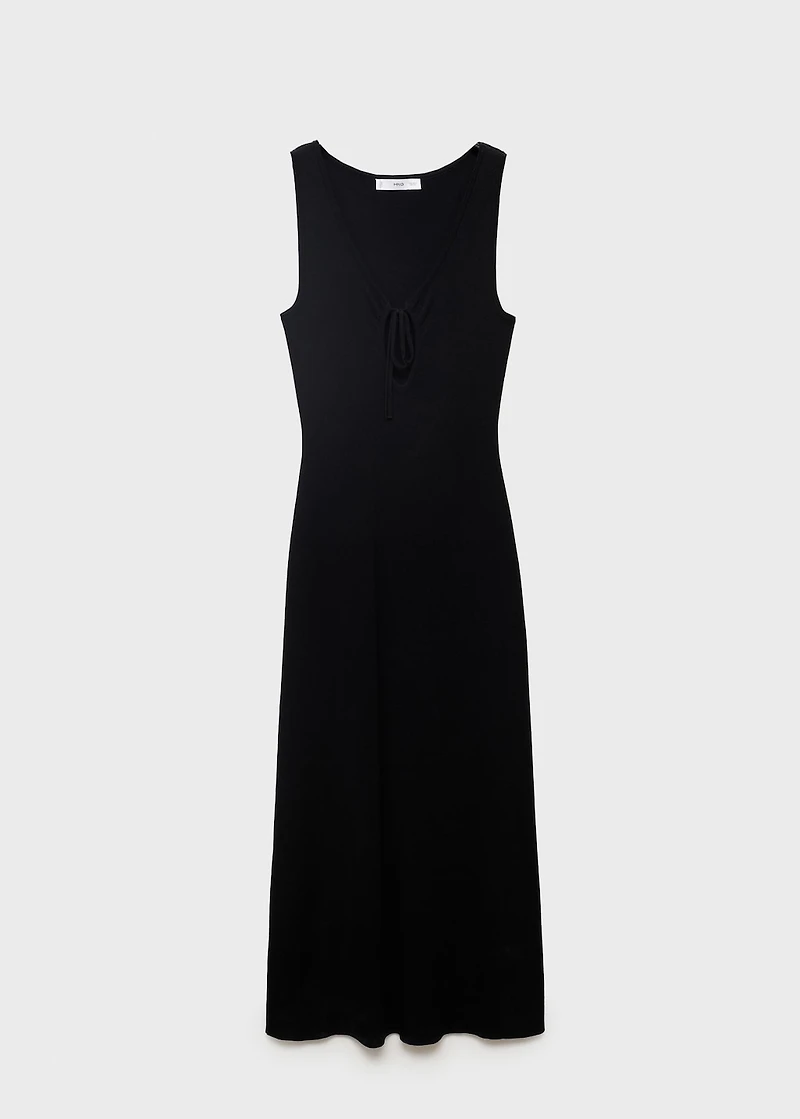 Knitted dress with bow neckline