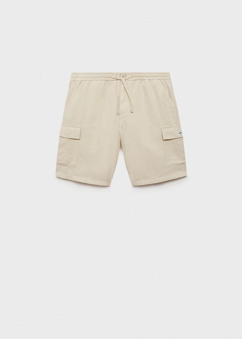 Cargo linen bermuda shorts