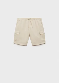 Cargo linen bermuda shorts