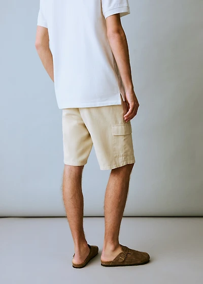 Cargo linen bermuda shorts