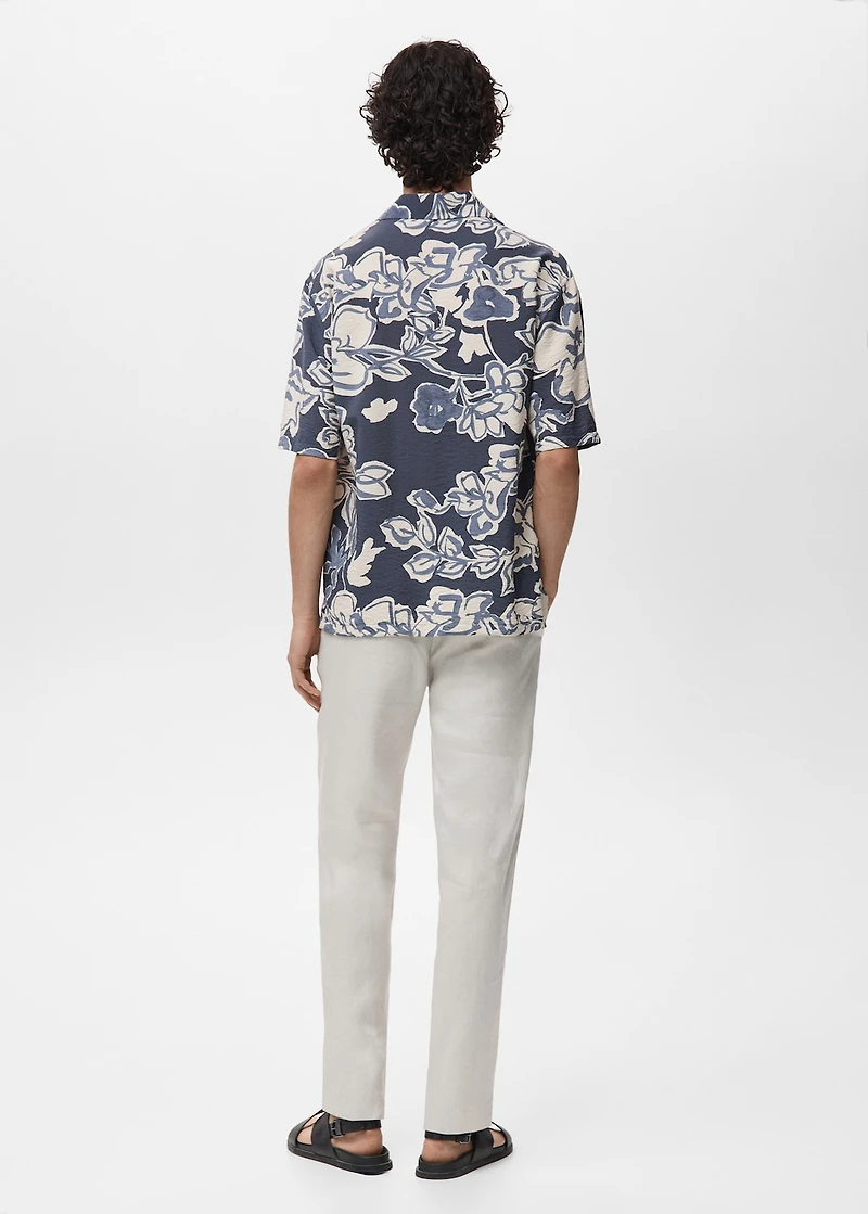 Wrinkled-effect floral shirt