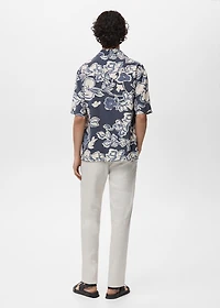 Wrinkled-effect floral shirt
