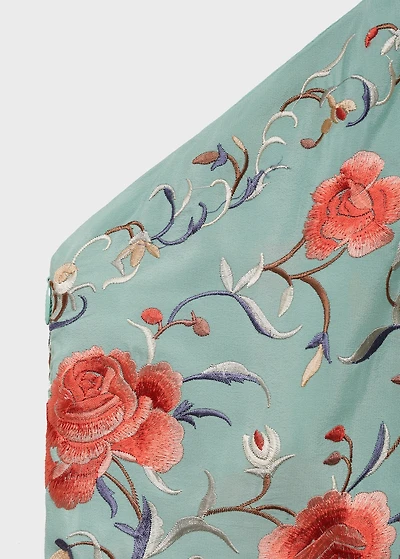 Asymmetrical dress with embroidered fringes