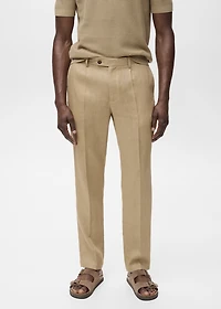 Slim-fit 100% linen pants
