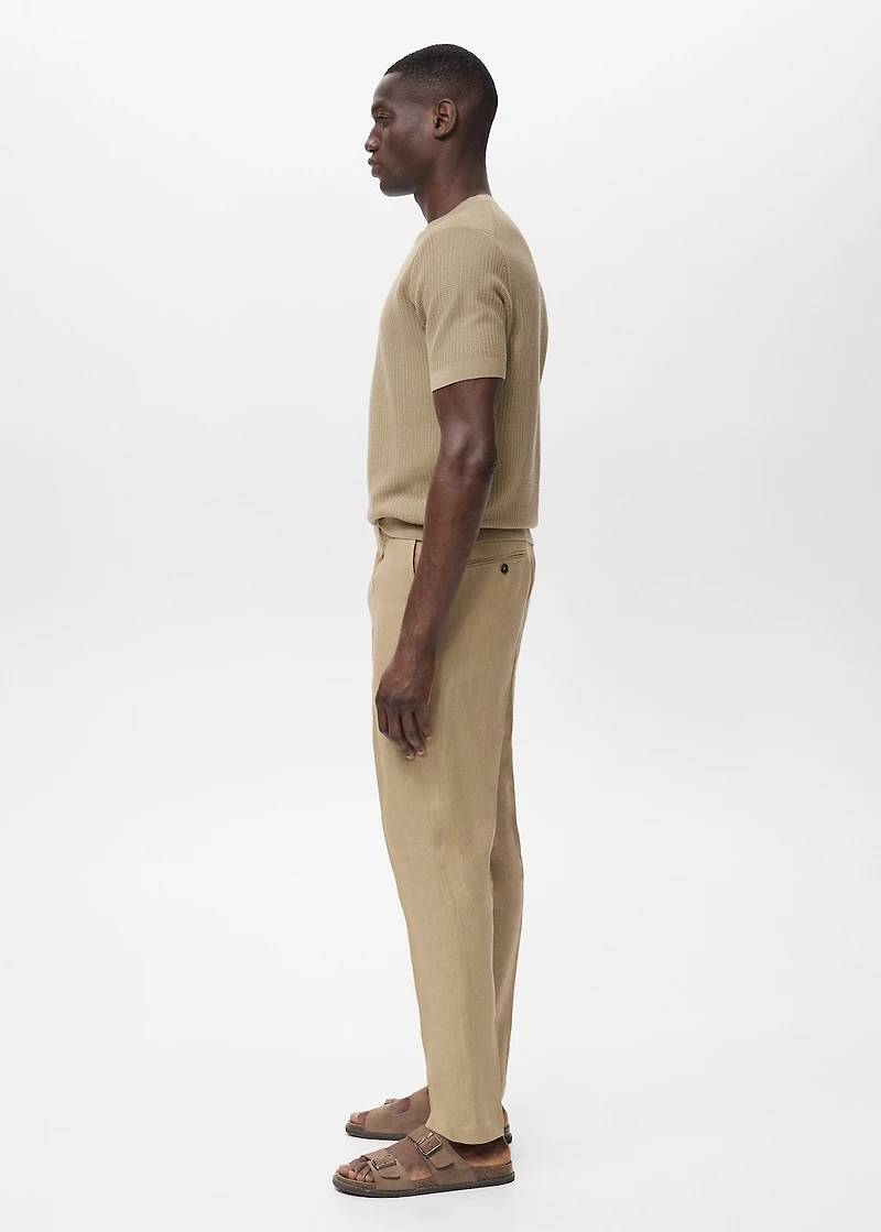 Slim-fit 100% linen pants