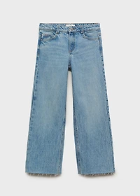 Wideleg low frayed hem jeans